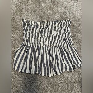 Universal Thread Gray and White Striped Top